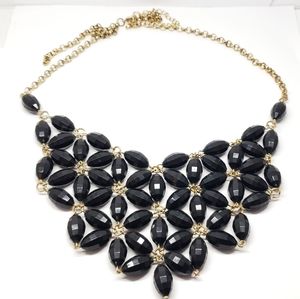 Vintage Black Beaded Bib Necklace